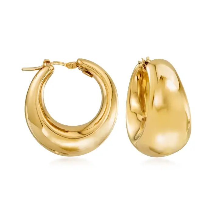 Italian 18kt Gold Over Sterling Hoop Earrings. 1"
