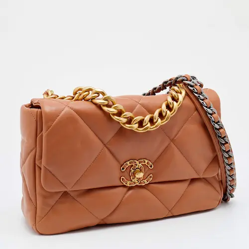 Chanel Brown Quilted Leather Large19 Flap Bag