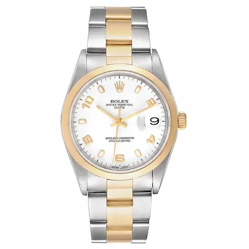 Rolex White 18K Yellow Gold And Stainless Steel Oyster Perpetual